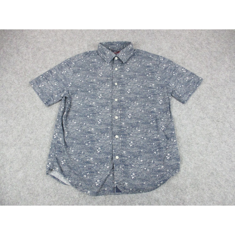 UNTUCKit Shirt Mens Small Blue Floral Slim Fit Cotton Button Up Short Sleeve